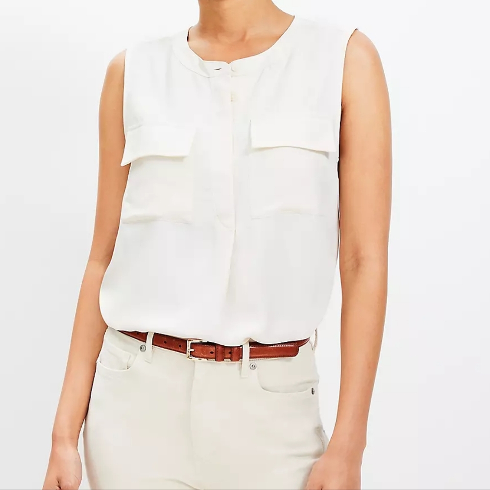 Massimo Dutti Utility Pocket Crepe Top